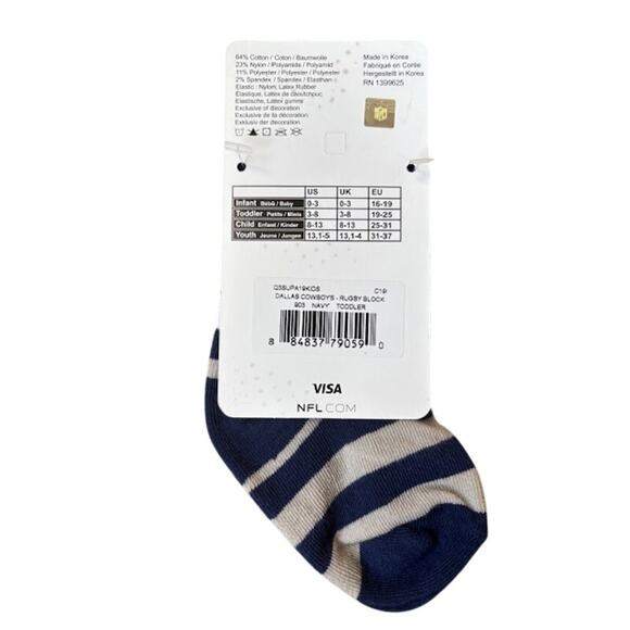 NWT Dallas Cowboys Football Navy & Tan & white Toddler 3-8 Socks - Picture 2 of 2